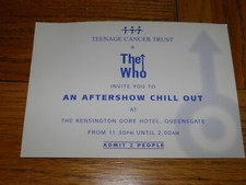The Who - Vintage Original Aftershow Party Invite RARE