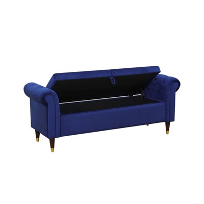 Blue Fluffy Fabric Bedroom Storage Bench-BP003