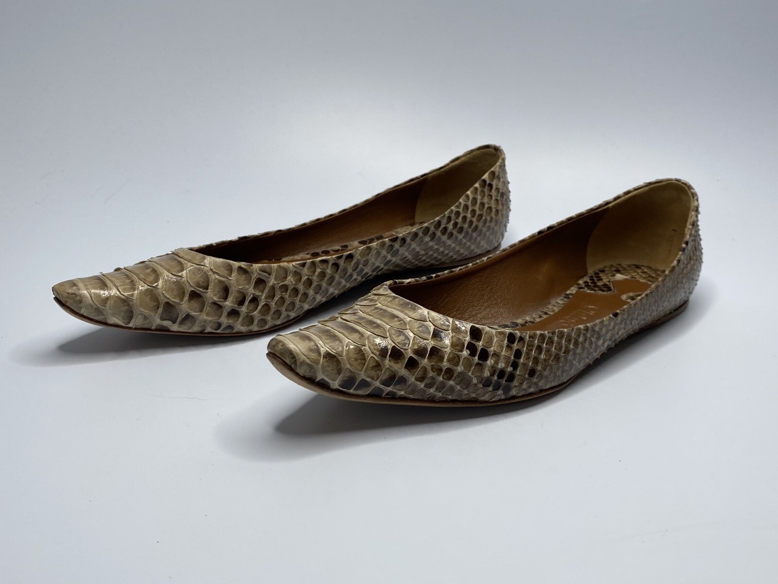 Chloe Marcie Python Beige Brown Ballet Pointed Fl… - image 4