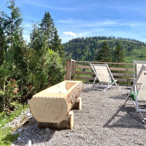 Holzbrunnen Wendelstein Wassertrog mit Rinde Garten Blumen 150 cm x ca. 43 cm - Bild 7 von 11