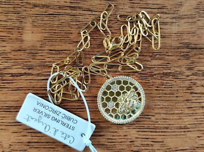 Cote d'Argent Biene goldfarbene 925 Silber Halskette, NEU!