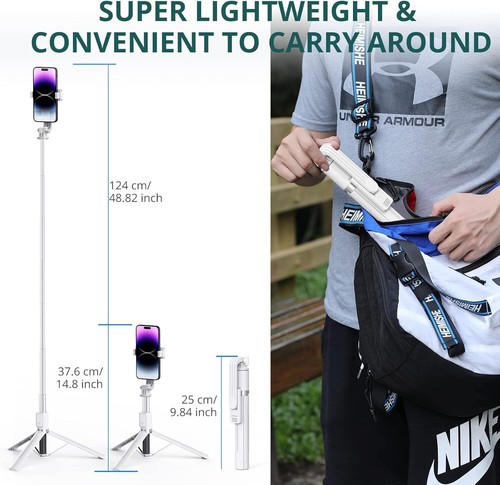ATUMTEK 49" Trépied Selfie Stick, Support Trépied Stable, Télécommande Bluetooth Détachable - Photo 8 sur 10