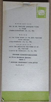 R80501 26. DOK Internationale Leipziger Dokumentar- und Kurzfilmwoche für Kin