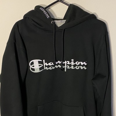 supreme script hoodie black