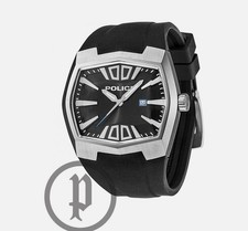 Image of POLICE AXIS Iconic Design,Black Dial, Silver Bezel,Black Rubber Strap 13834JS/02