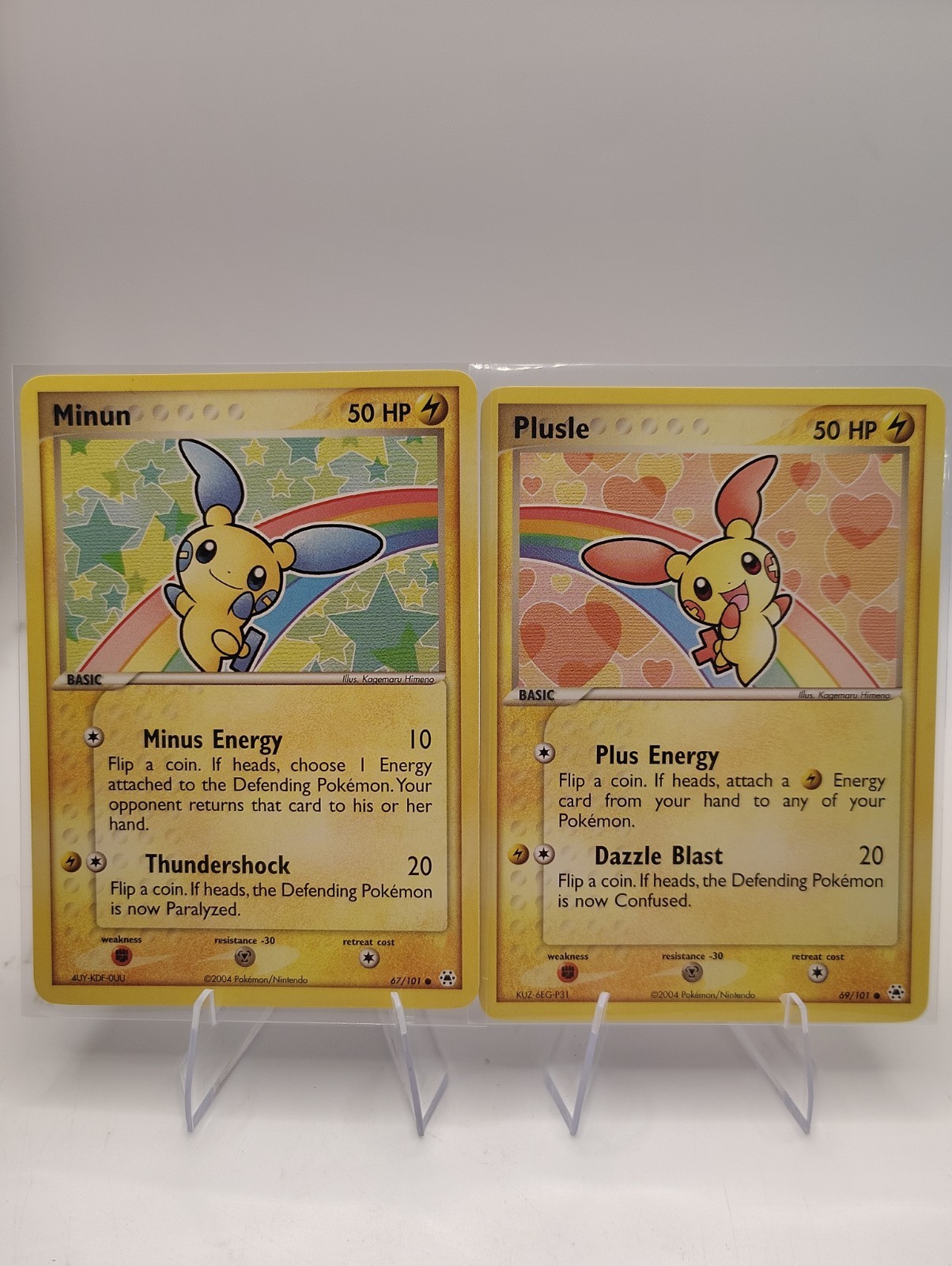 2004 POKEMON EX HIDDEN LEGENDS MINUN 67/101 PLUSLE 69/101 CONNECTED ART NM