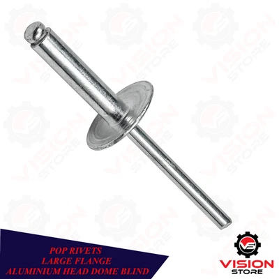 VSD Large Flange Pop Rivets – Aluminium/Steel Dome Head 3.2mm 4mm 4.8mm 5mm