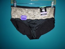 NWT Bali One Smooth U Hipster Panties Style 2783 Black W/ Ecru Lace Sz XL/8