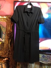 UK Size 8 New look black short sleeve shirt dress draw string waist