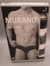 MURANO X-Large 40-42 Men's 3 Pair White 100 Cotton Low Rise Briefs