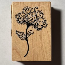 Inkadinkado Rubber Stamp Floral Flower Wood Mounted Ornate Art Sketch Crafting