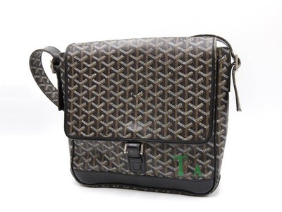 Echte GOYARD Goyardine Grand Bleu MM Schultertasche PVC Canvas Leder schwarz ...