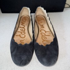 Sam Edelman Francis Black Suede Scallped Edge Ballet Flat US 9.5
