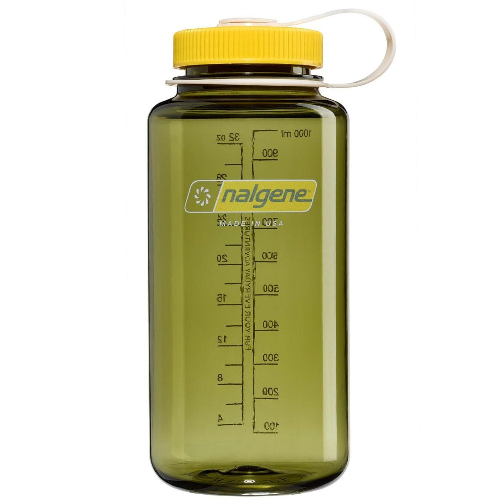Nalgene 32oz Wide Mouth Water Bottle, BPA-Free USA Made - Oil Green + Yellow