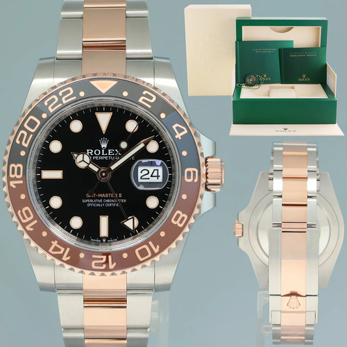 2022 MINT Rolex GMT Master II Root Beer Two Tone Rose Gold 126711 CHNR Watch Box