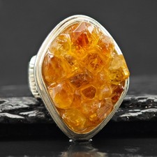 Citrine Geode Ring Sterling Silver Sz 8