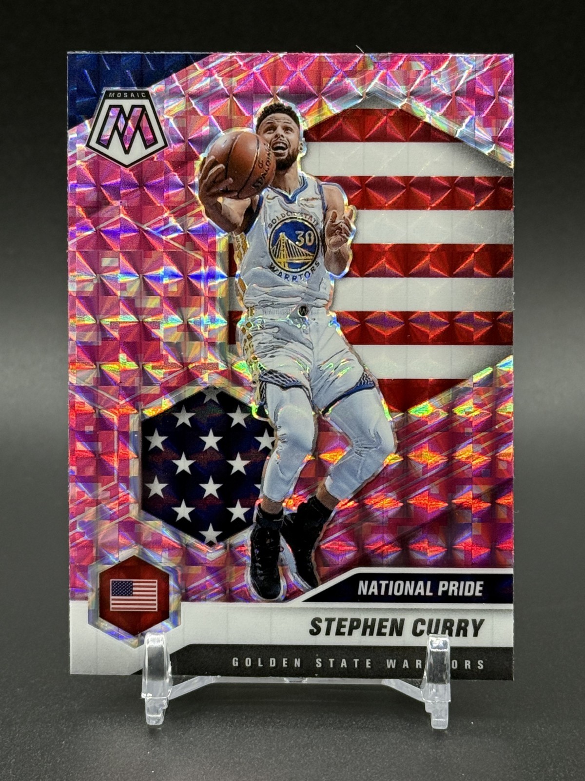 2020-21 Panini Mosaic STEPHEN CURRY Pink Camo National Pride #249 Warriors