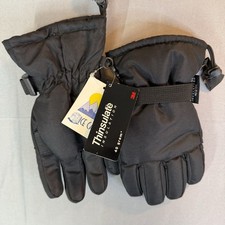 Boys Ski Gloves Outerwear Warm Black grey line Snow Gloves Age 8-12 Yrs NWT