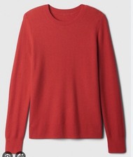 Gap M MEDIUM Women s Textured Crewneck Knit Red Sweater Lightweight NEW NWT