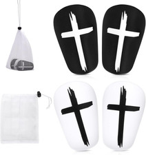 2 Pairs Soccer Shin Guards, 3.15X1.97 Inch Black & White Cross Protective Soccer