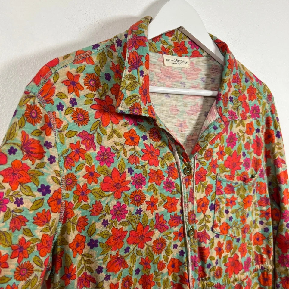 Natural Life Floral Midi Dress Size M Cottagecore Boho Button Down Cinched Waist - Image 4 of 4