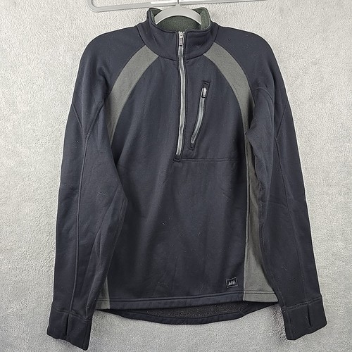 REI Softshell 1/4 Zip Warm Athletic Pullover Mens M Running Hiking Thumbholes