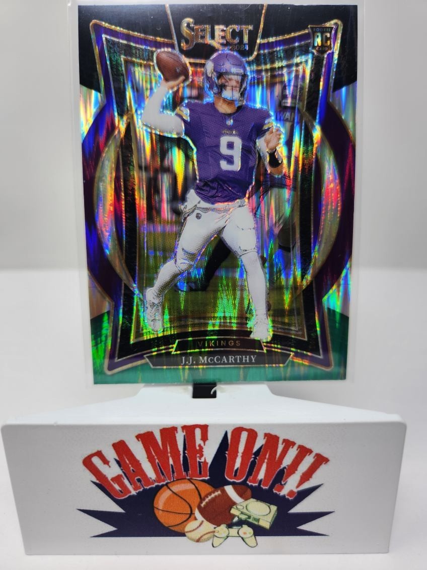 2024 Panini Select #24 J.J. McCarthy Concourse Black Green Shock Prizm Rookie RC