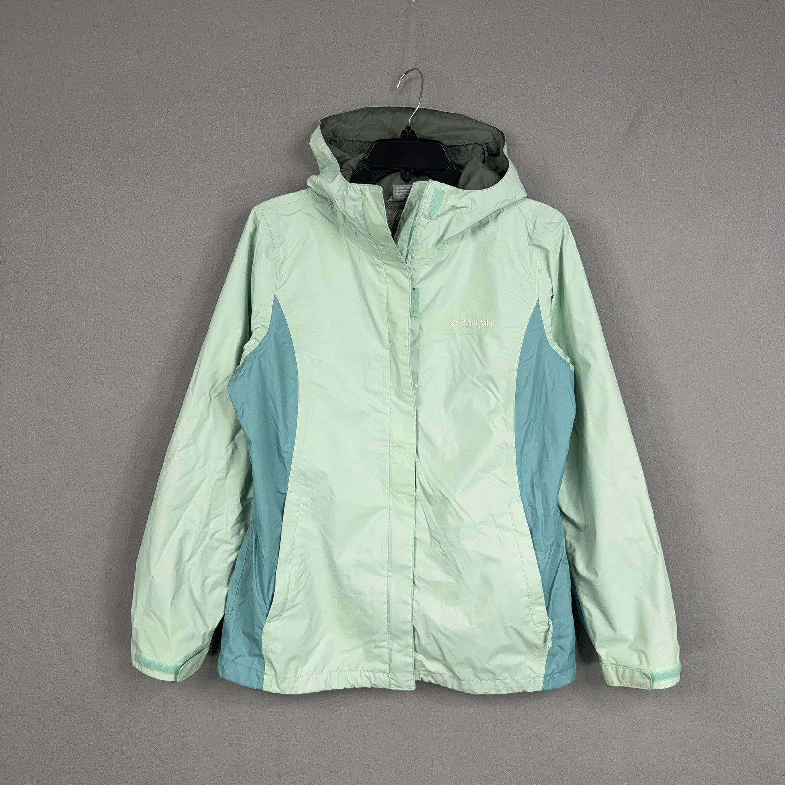 Columbia Jacket Womens Medium Green Omni-Tech Hooded Rain Waterproof Shell