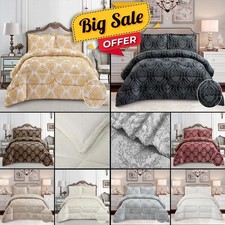 Bedspread Quilted Throw Comforter Floral Jacquard Bedding Set with Pillow Shams