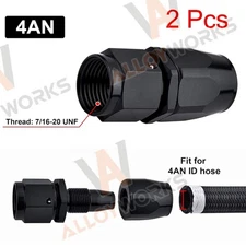 2x 4AN AN4 Hose End Fitting Straight Swivel Adapter Fits Oil/Fuel/Gas Hose Line