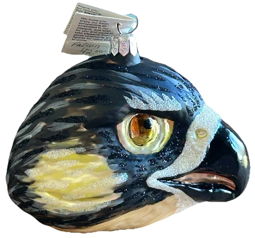 VTG Slavic Treasures FALCON Falconer Bird Head Poland Hand Blown Ornament