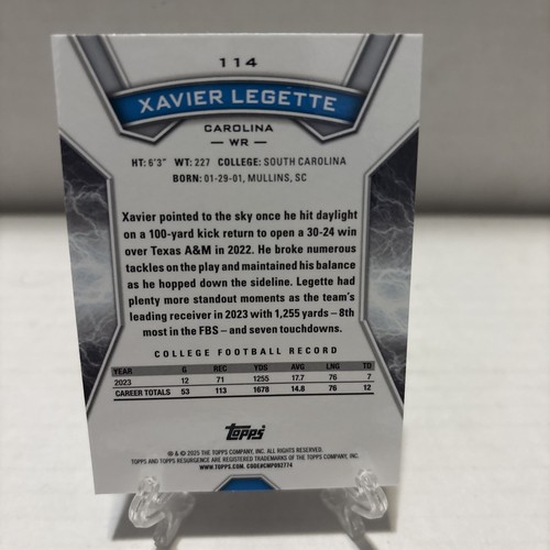 2024 Topps Resurgence - Rookies Xavier Legette #114 Navy Surge Refractor /275... - Picture 3 of 3