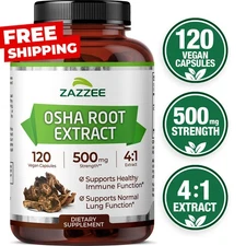 Osha Root Extract 120 Capsules Vegan 500 mg Strength Potent 4:1 Immune Support