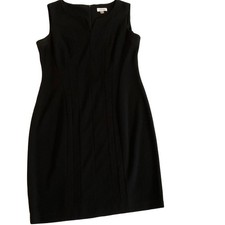 Calvin Klein Black Sleeveless V-Neck Vertical Seaming Sheath Dress 14