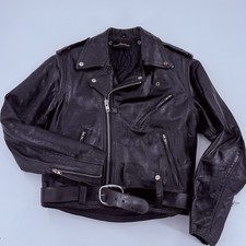 Vintage Harley Davidson AMF Era Leather Biker Jacket With Belt 40 Regular