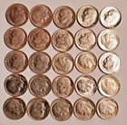 25 Silver Lincoln Dimes 90 & Silver 1960-1964 Coin Lot