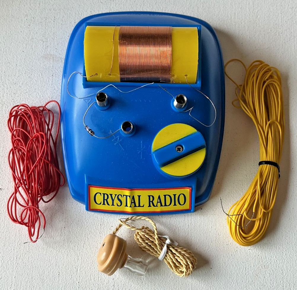 Crystal Radio Educational Science Kit Coil Earphone Wires DIY Electronics