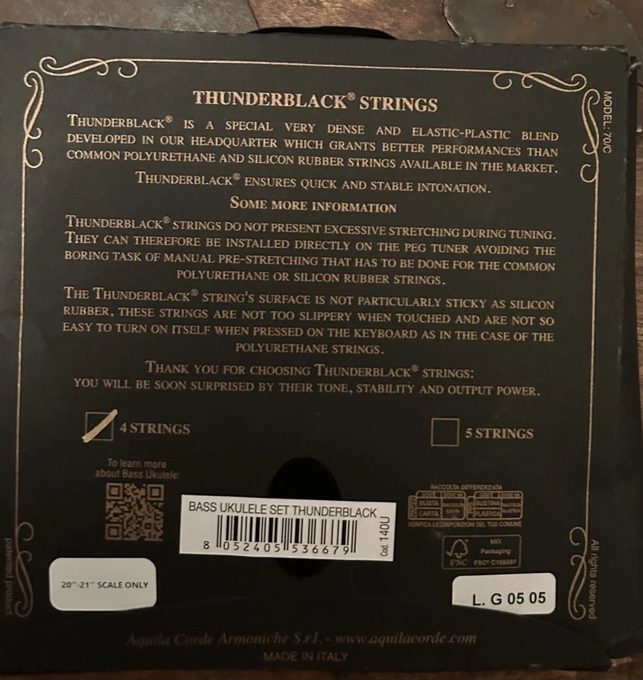 Aquila USA 140U Thunderblack Bass Ukulele Strings - Image 2 of 2