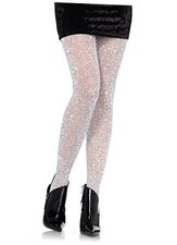 Women's stretchy High Waist Lurex Shimmer Tights With Metaillic Fiber Silver