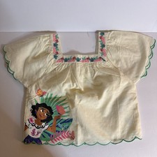 Disney Encanto Mirabel Floral Butterfly Boho Peasant Top Girls Size Large