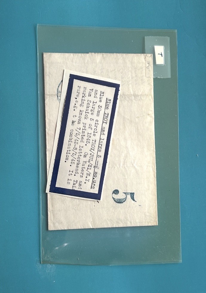 Pontil Ink Bottle Related Invoice E WATERS TROY NY 1840s Stampless Folded Letter