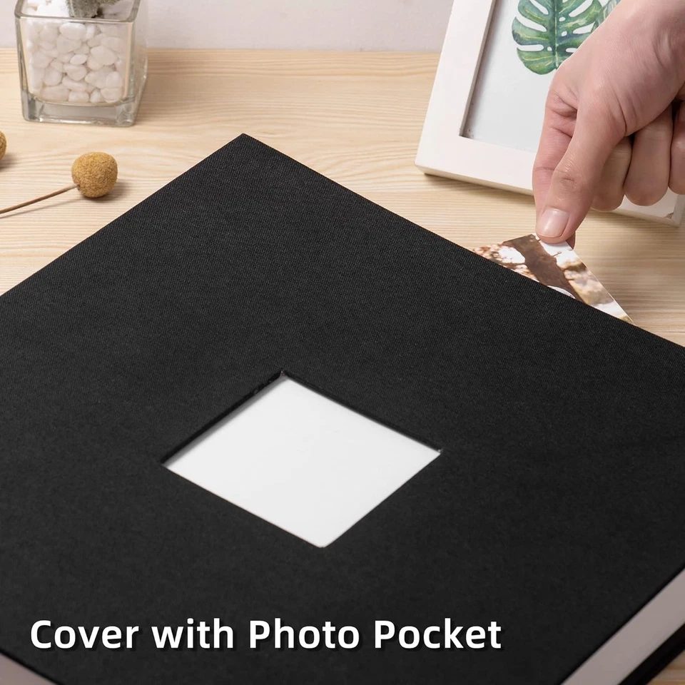 Álbum de fotos autoadhesivo de 120 páginas de lino negro - perfecto para recuerdos y regalos Foto 4 de 4