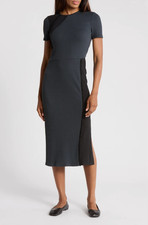 NEW 3.1 Phillip Lim Midnight Multi-Ribbed Short Sleeve T-Shirt Dress S NWT 525