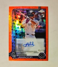 Adael Amador 2025 Topps Chrome RC AUTO ORANGE REFRACTOR 05/25 Logofractor Raw U6