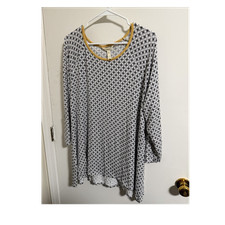 Matilda Jane XL Geometric Knit Long Sleeve Tunic Top Yellow Contrast Trim