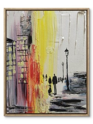 Abstract  Colorful City Scape  Original Wall Art 14X11 Canvas Acrylic