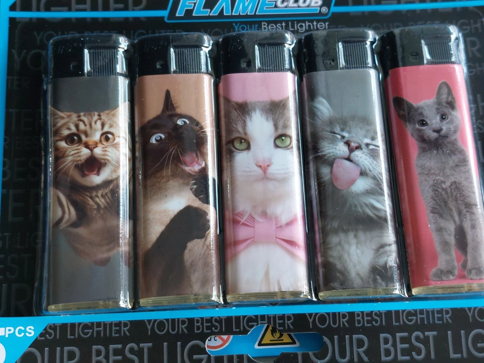 new large gas refillable electronic CAT Pattern lighters x 5 nor Flame Adjustabl - Picture 1 of 1