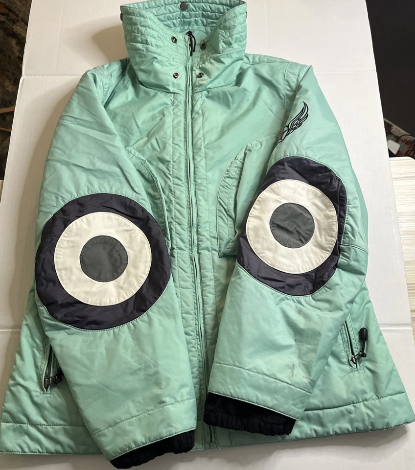 JET SET SNOW Aqua Bomber Cremallera Completa Chaqueta de Esquí Parche en el Codo Brazo Bordado Hombres Talla 1 Foto 2 de 4