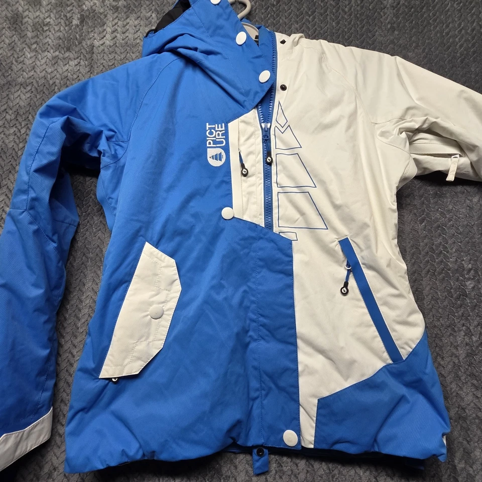 Picture Orgánica Snowboard Esquí Chaqueta Hombre’s L Azul Blanco Térmica Seca Impermeable Foto 2 de 4
