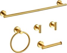 Brushed Gold Bathroom Hardware Set 5 Piece with Towel Racks for Bathroom,